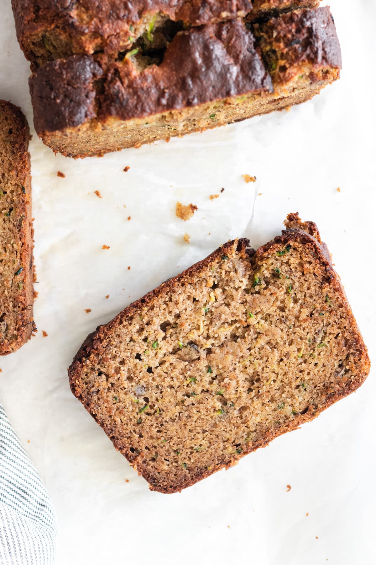 Slice of zucchini banana bread.