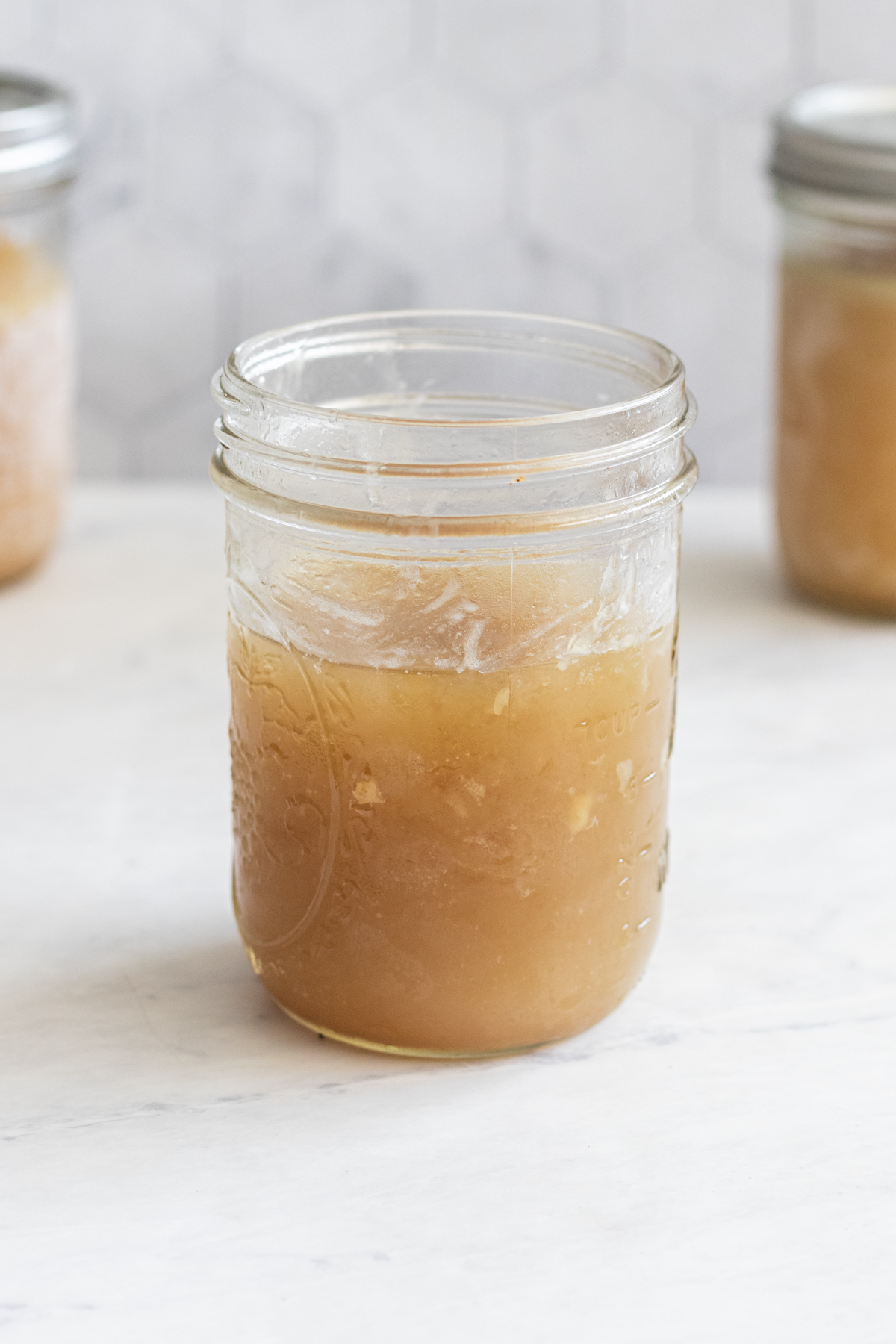 Bone broth in a mason jar.